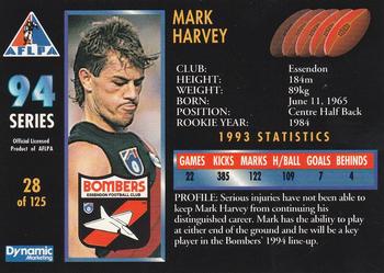1994 Dynamic AFLPA #28 Mark Harvey Back
